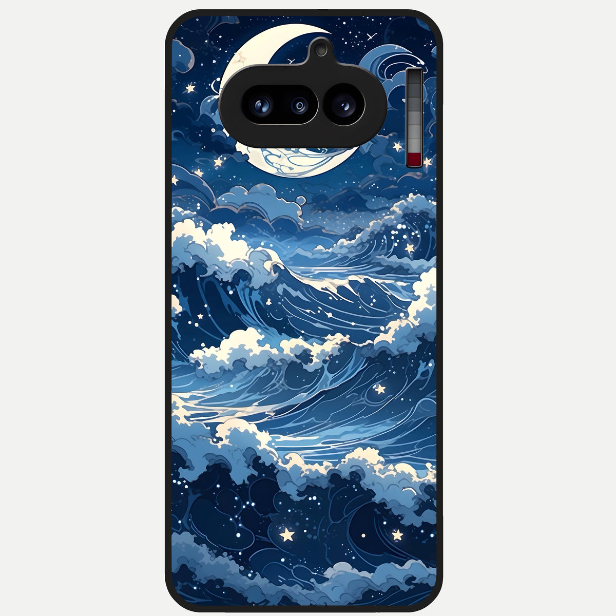  Ocean Moon Waves Glass Case For Nothing Phone 4A back cover – full design glossy printed glass finish