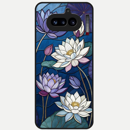  Purple Lotus Stained Glass Case For Nothing Phone 4A back cover – full design glossy printed glass finish