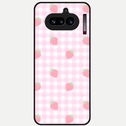  Strawberry Picnic Love Glass Case For Nothing Phone 4A back cover – full design glossy printed glass finish