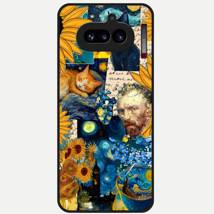  Sunflower Chic Mood Custom Name Glass Case For Nothing Phone 4A back cover – full design glossy printed glass finish