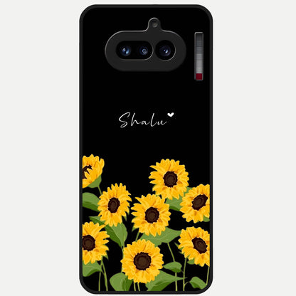 Sunflower Sky Bloom Glass Case For Nothing Phone 4A back cover – full design glossy printed glass finish