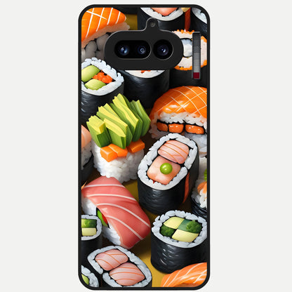  Sushi Food Pattern Glass Case For Nothing Phone 4A back cover – full design glossy printed glass finish