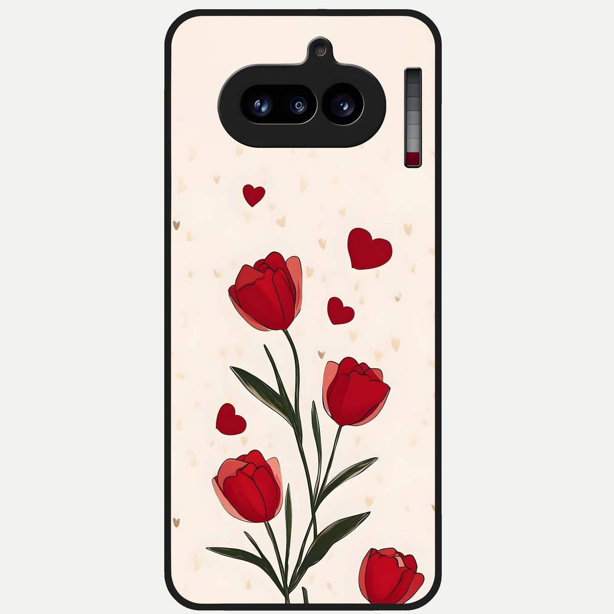  Tulip With Heart Glass Case For Nothing Phone 4A back cover – full design glossy printed glass finish