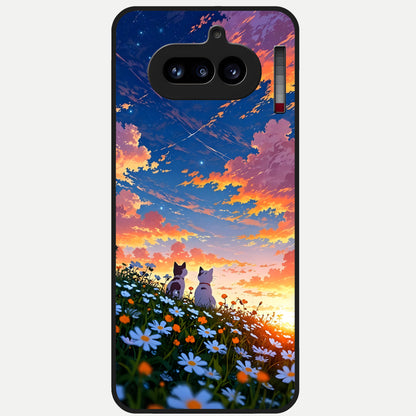  Two Cats Friends Glass Case For Nothing Phone 4A back cover – full design glossy printed glass finish