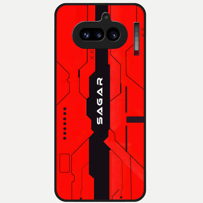  Voltage Rise CYBERPUNK Custom Name Glass Case For Nothing Phone 4A back cover – personalized glossy printed glass finish