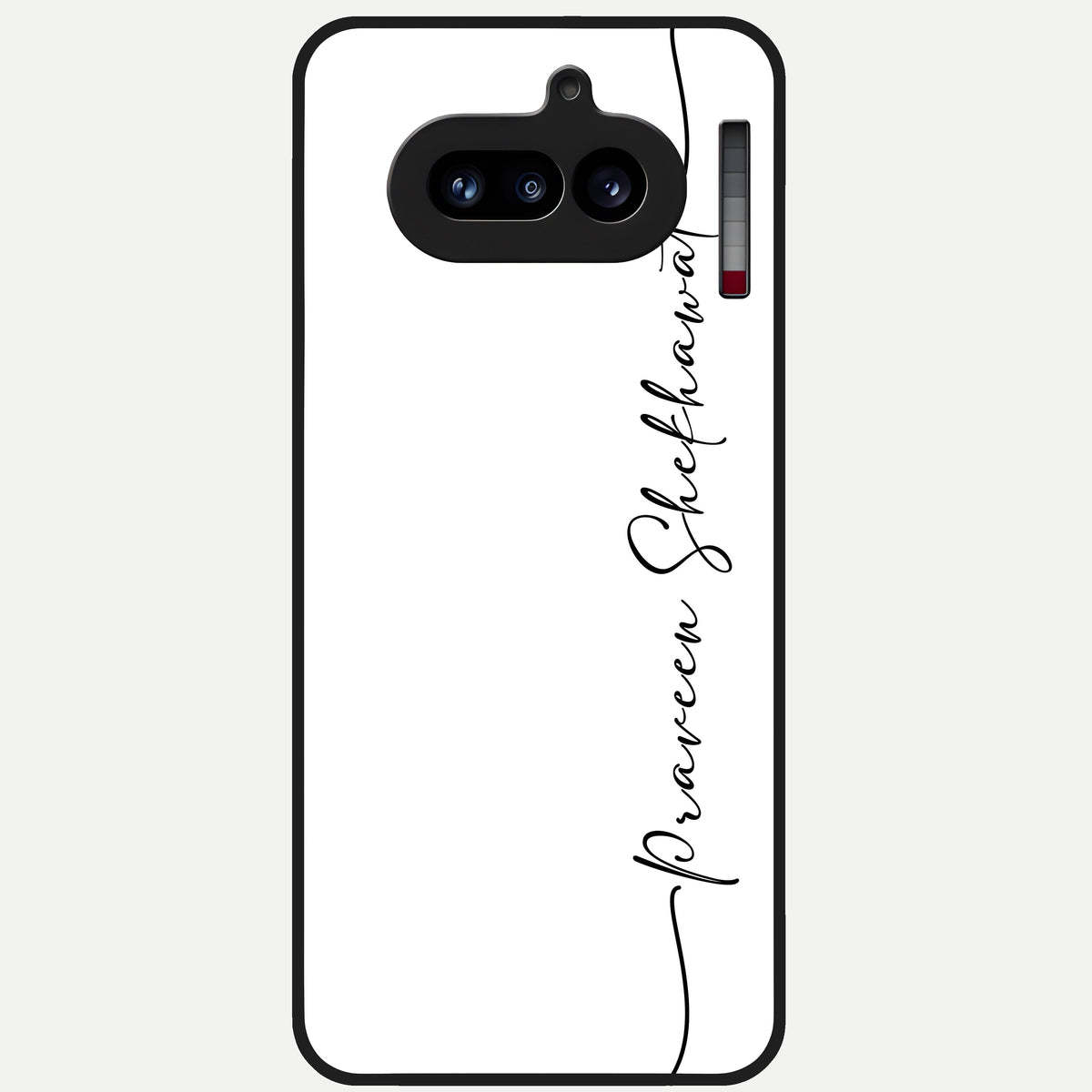  White Tune Custom Name Glass Case For Nothing Phone 4A back cover – personalized glossy printed glass finish