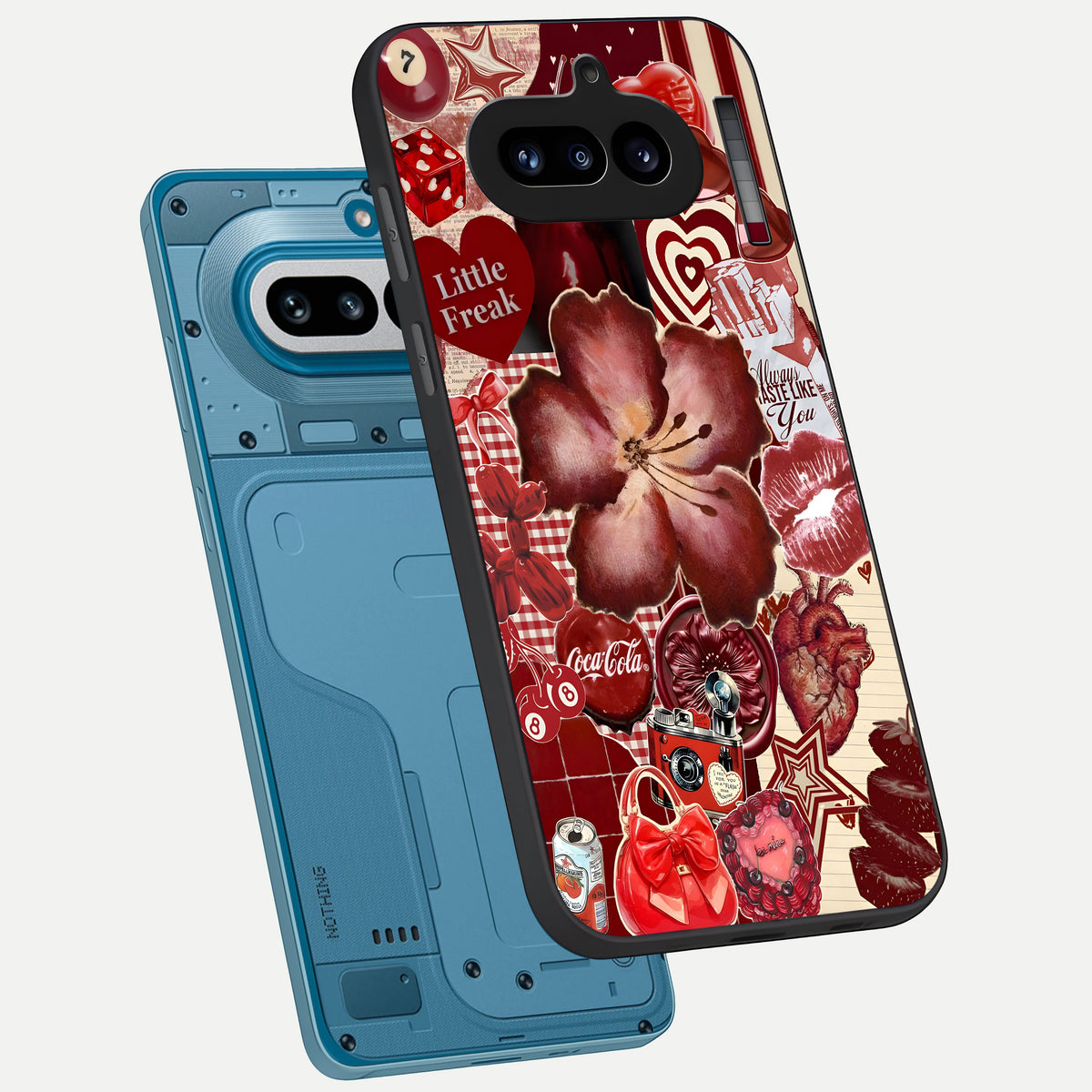 Aesthetic Little Freak phone case For Nothing Phone 4A showing premium glass back cover with detailed artwork
