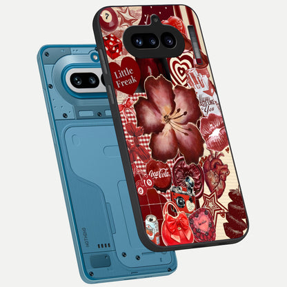  Aesthetic Little Freak phone case For Nothing Phone 4A showing premium glass back cover with detailed artwork