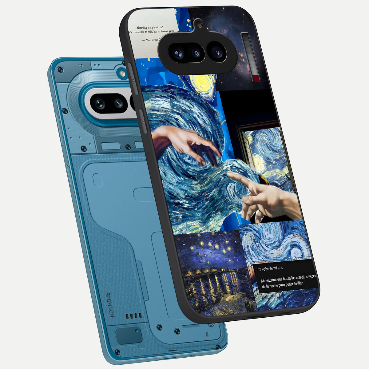  Aesthetic Vando Hands phone case For Nothing Phone 4A showing premium glass back cover with detailed artwork