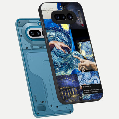  Aesthetic Vando Hands phone case For Nothing Phone 4A showing premium glass back cover with detailed artwork
