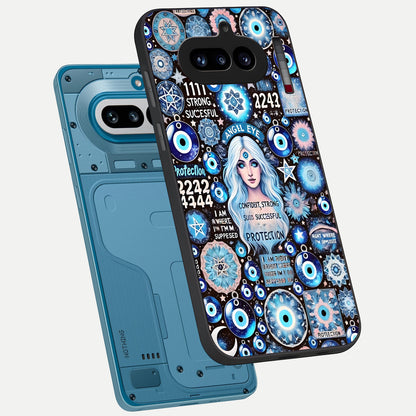  Angel Aura Shield phone case For Nothing Phone 4A showing premium glass back cover with detailed artwork