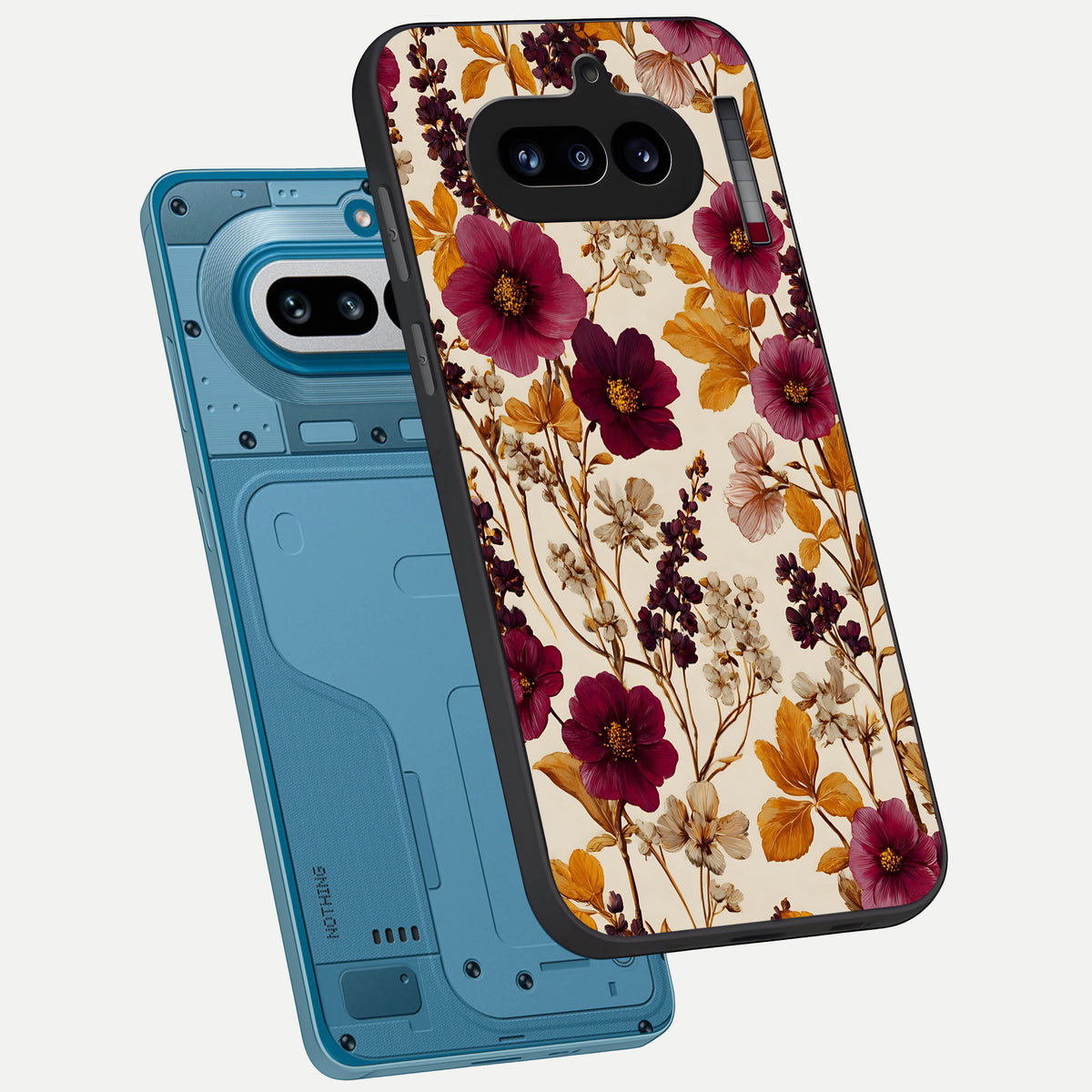  Autumn Wine Bloom phone case For Nothing Phone 4A showing premium glass back cover with detailed artwork