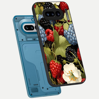  Berry Bloom Charm phone case For Nothing Phone 4A showing premium glass back cover with detailed artwork