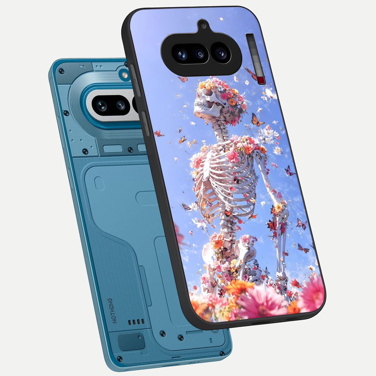  Bloom Beyond Bones phone case For Nothing Phone 4A showing premium glass back cover with detailed artwork