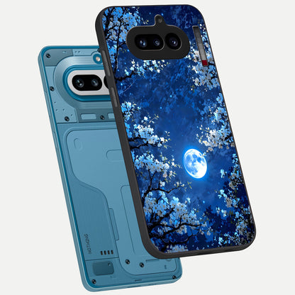  Blossom Moonlight Sky phone case For Nothing Phone 4A showing premium glass back cover with detailed artwork