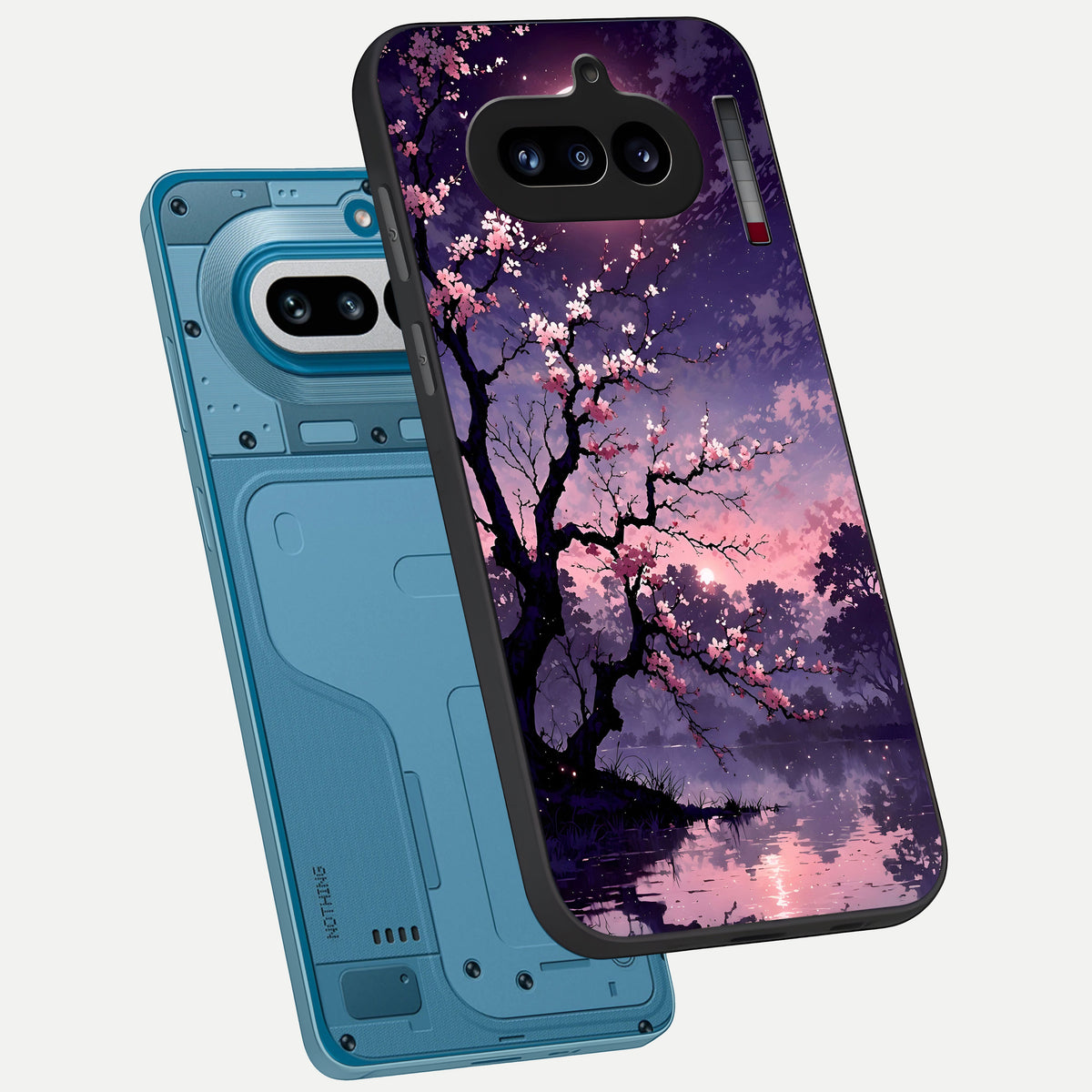  Blossom Pink Moon phone case For Nothing Phone 4A showing premium glass back cover with detailed artwork