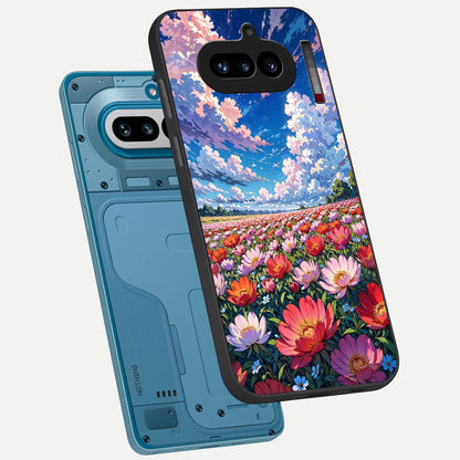  Blossom Sky Field phone case For Nothing Phone 4A showing premium glass back cover with detailed artwork
