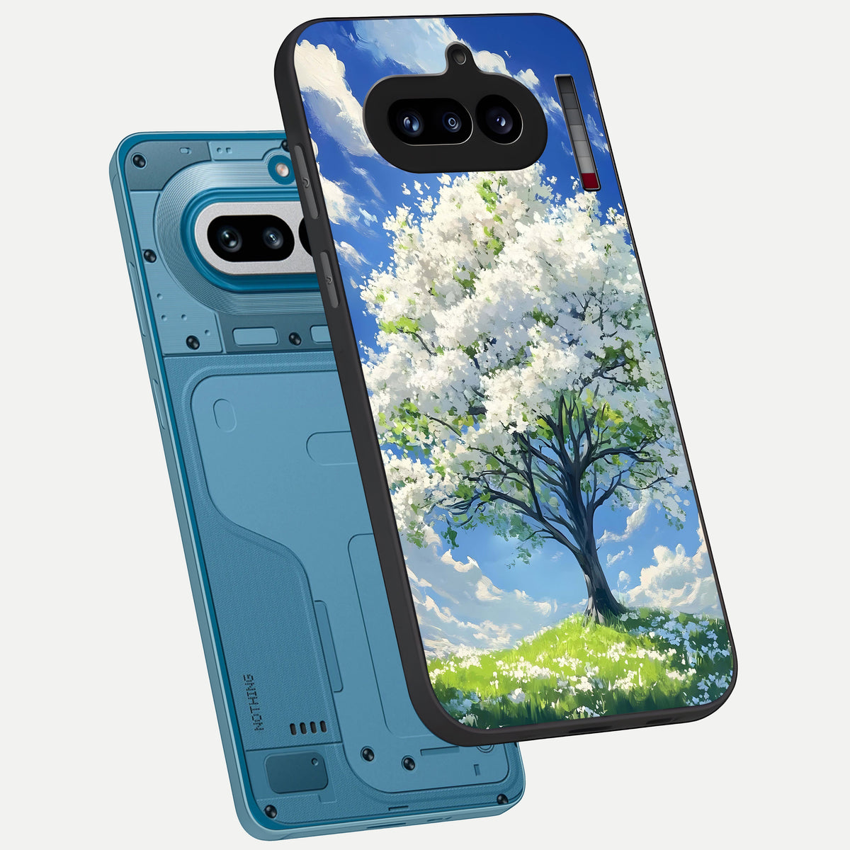  Blossom Sky Serenity phone case For Nothing Phone 4A showing premium glass back cover with detailed artwork