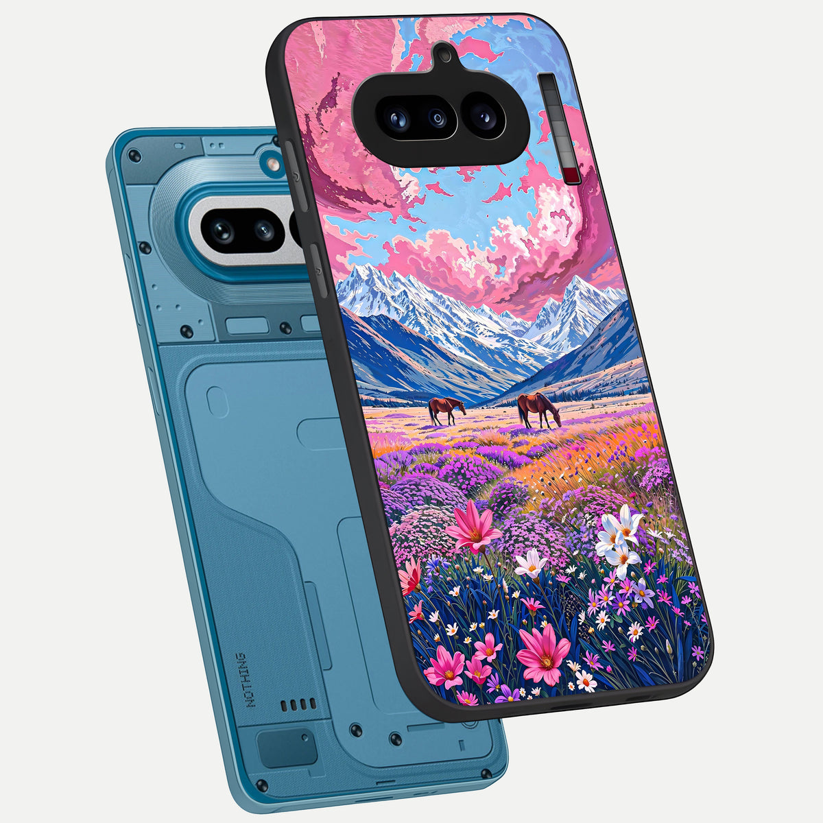  Blossom Valley Dream phone case For Nothing Phone 4A showing premium glass back cover with detailed artwork