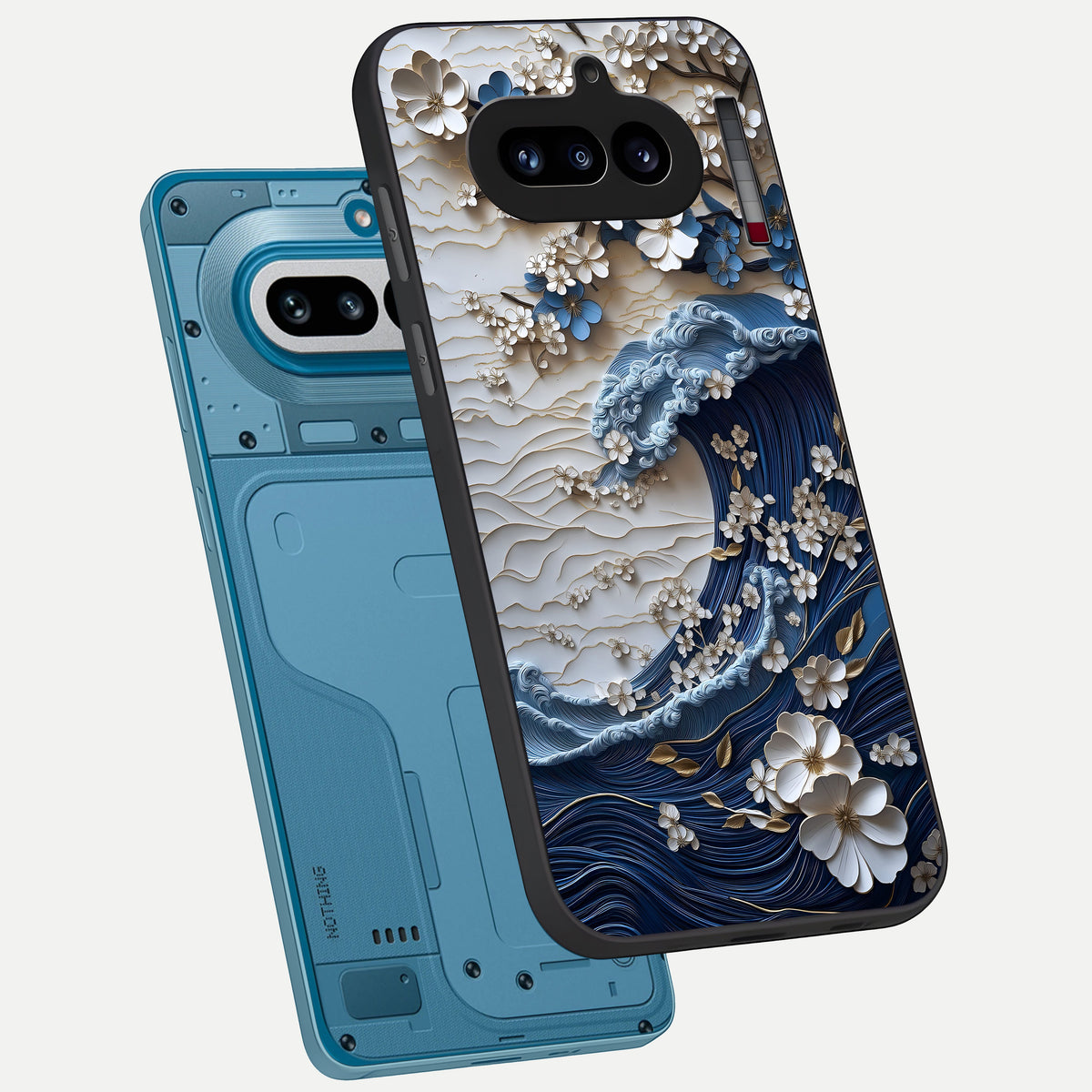  Blossom Wave Art phone case For Nothing Phone 4A showing premium glass back cover with detailed artwork