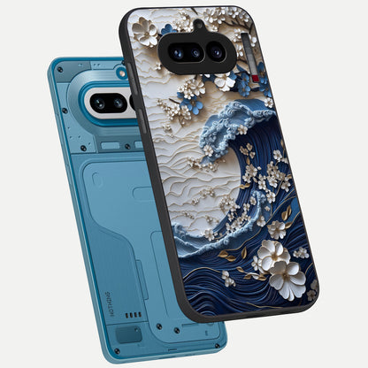  Blossom Wave Art phone case For Nothing Phone 4A showing premium glass back cover with detailed artwork