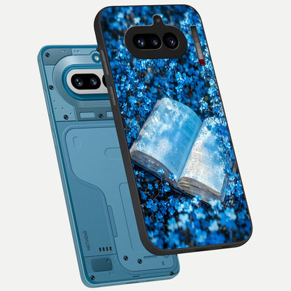  Blue Bloom Tales phone case For Nothing Phone 4A showing premium glass back cover with detailed artwork