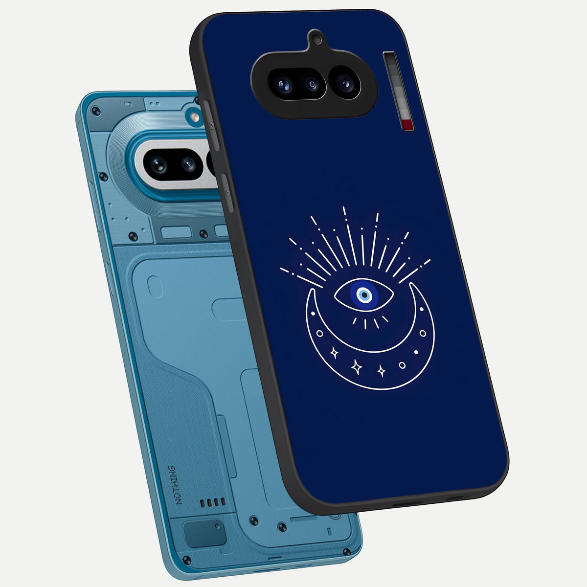  Blue Evil Eye phone case For Nothing Phone 4A showing premium glass back cover with detailed artwork