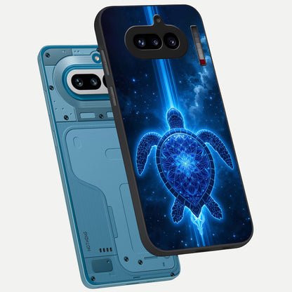  Blue Galaxy Turtle phone case For Nothing Phone 4A showing premium glass back cover with detailed artwork