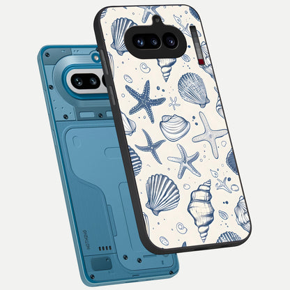  Blue Ocean Outline phone case For Nothing Phone 4A showing premium glass back cover with detailed artwork