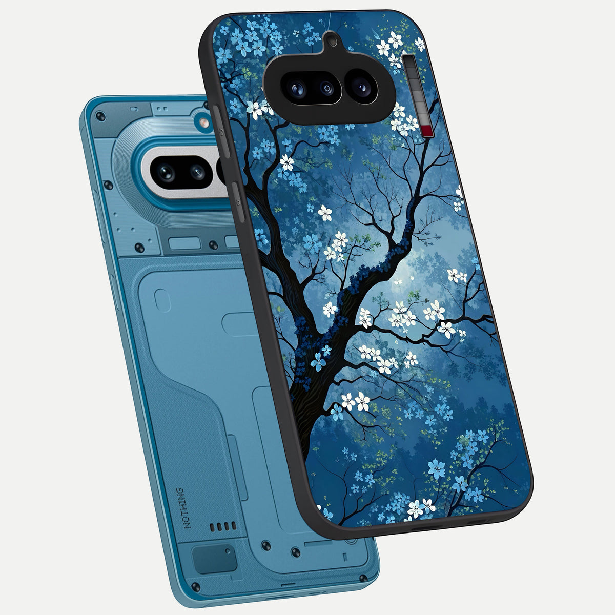  Blue Tree Serenity phone case For Nothing Phone 4A showing premium glass back cover with detailed artwork