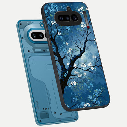  Blue Tree Serenity phone case For Nothing Phone 4A showing premium glass back cover with detailed artwork
