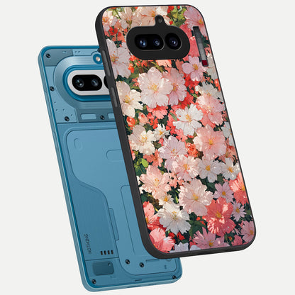  Blush Bloom Field phone case For Nothing Phone 4A showing premium glass back cover with detailed artwork
