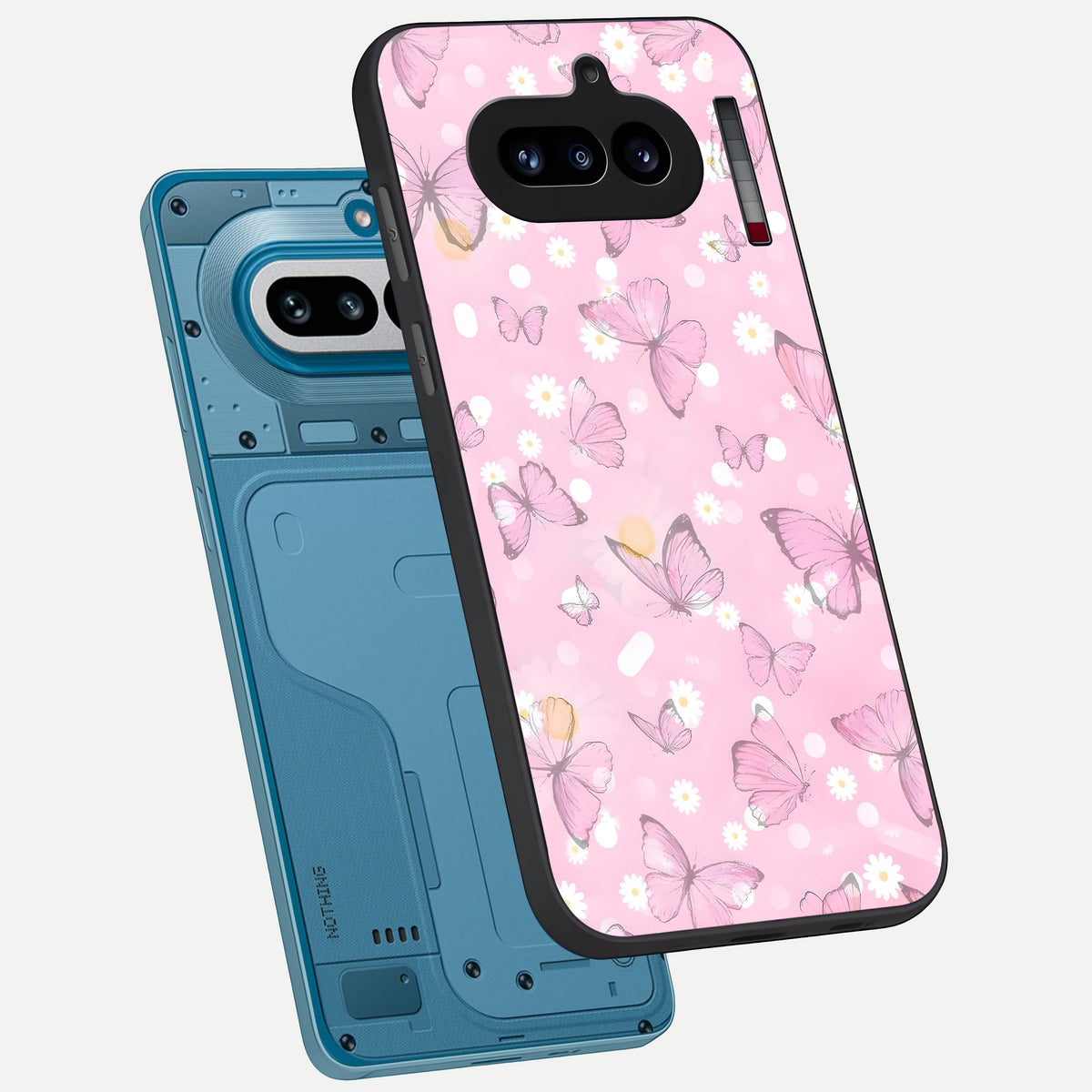  Blush Butterfly Garden phone case For Nothing Phone 4A showing premium glass back cover with detailed artwork