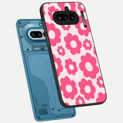  Blush Flower Pop phone case For Nothing Phone 4A showing premium glass back cover with detailed artwork