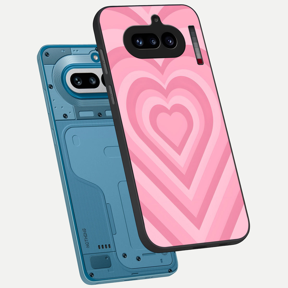  Blush Heart Waves phone case For Nothing Phone 4A showing premium glass back cover with detailed artwork