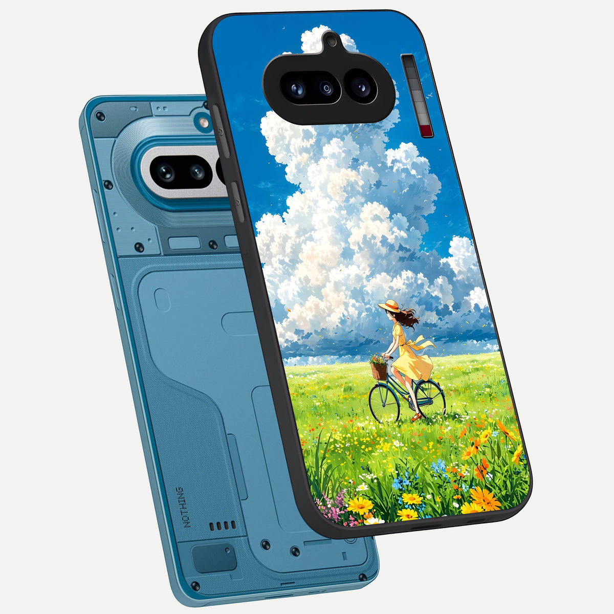  Breezy Meadow Ride phone case For Nothing Phone 4A showing premium glass back cover with detailed artwork