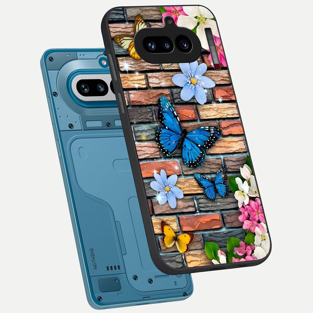  Brick Bloom Flight phone case For Nothing Phone 4A showing premium glass back cover with detailed artwork
