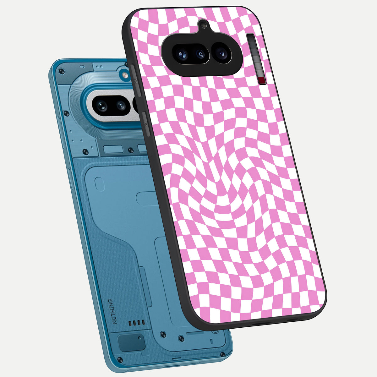  Bubblegum Check Wave phone case For Nothing Phone 4A showing premium glass back cover with detailed artwork