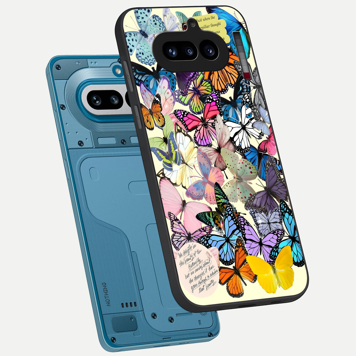  Butterflies Petal Dream phone case For Nothing Phone 4A showing premium glass back cover with detailed artwork