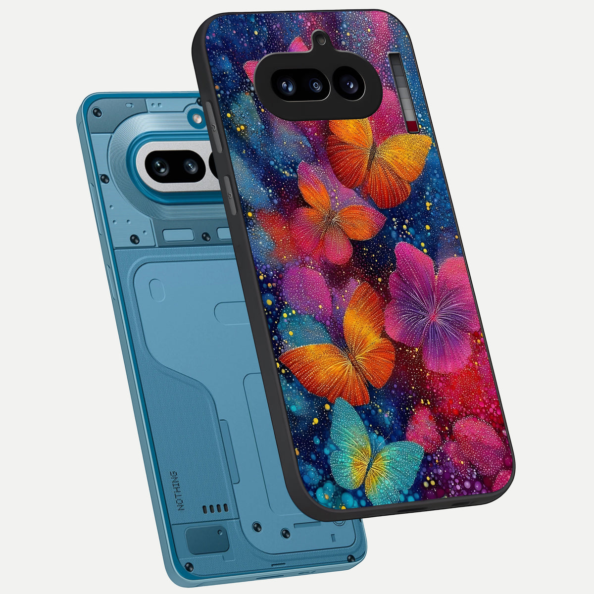  Butterfly Dream Mist phone case For Nothing Phone 4A showing premium glass back cover with detailed artwork