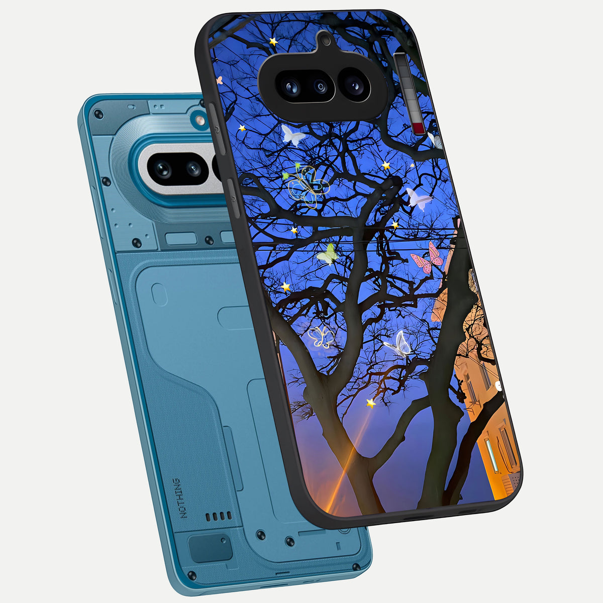  Butterfly Night Magic phone case For Nothing Phone 4A showing premium glass back cover with detailed artwork
