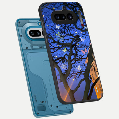  Butterfly Night Magic phone case For Nothing Phone 4A showing premium glass back cover with detailed artwork