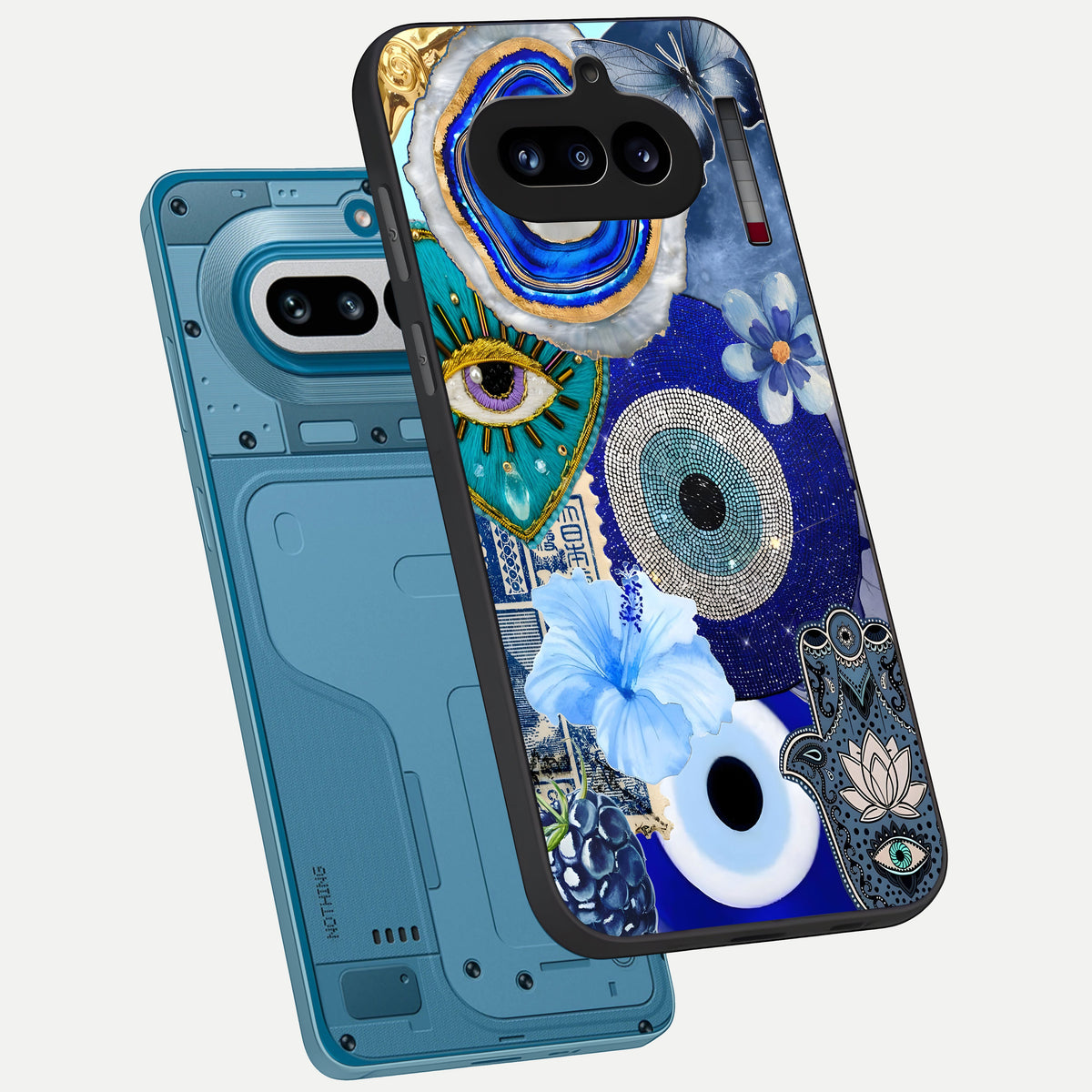  Celestial Blue Vision phone case For Nothing Phone 4A showing premium glass back cover with detailed artwork
