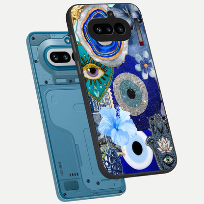  Celestial Blue Vision phone case For Nothing Phone 4A showing premium glass back cover with detailed artwork