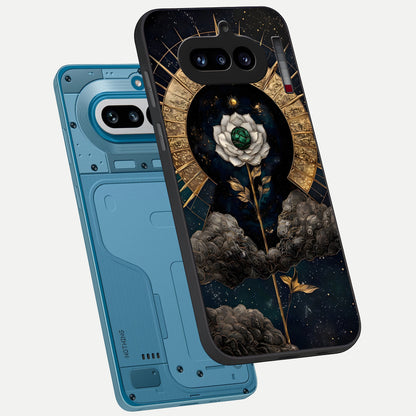  Celestial Lotus Morang phone case For Nothing Phone 4A showing premium glass back cover with detailed artwork