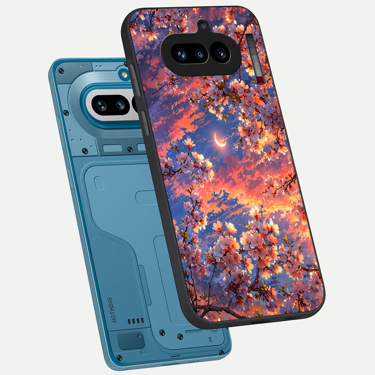  Celestial Sakura Sunset phone case For Nothing Phone 4A showing premium glass back cover with detailed artwork