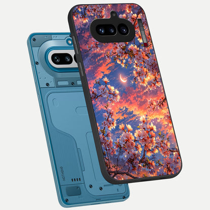  Celestial Sakura Sunset phone case For Nothing Phone 4A showing premium glass back cover with detailed artwork