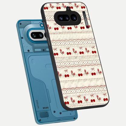  Cherry Bloom Charm phone case For Nothing Phone 4A showing premium glass back cover with detailed artwork