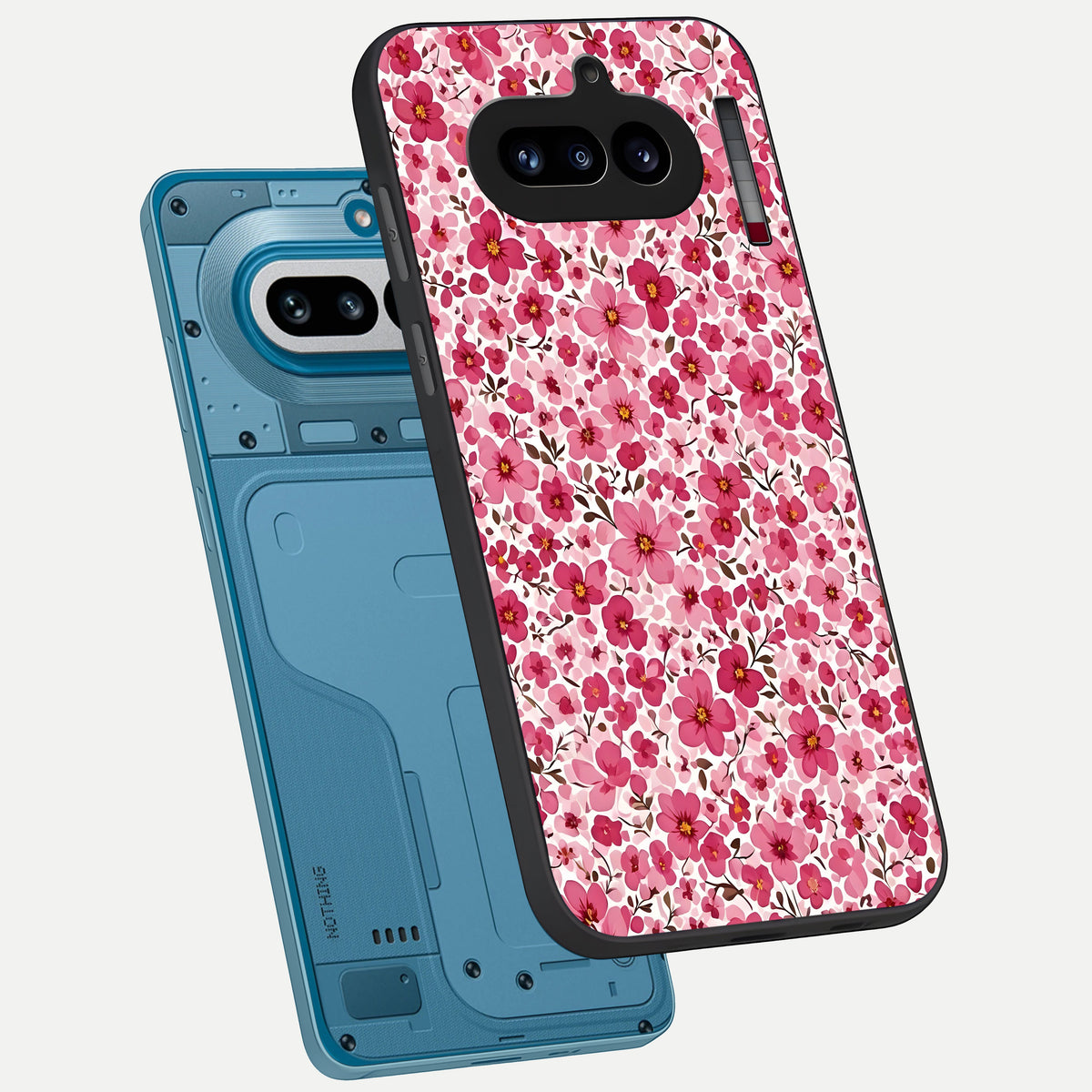  Cherry Blossom Charm phone case For Nothing Phone 4A showing premium glass back cover with detailed artwork