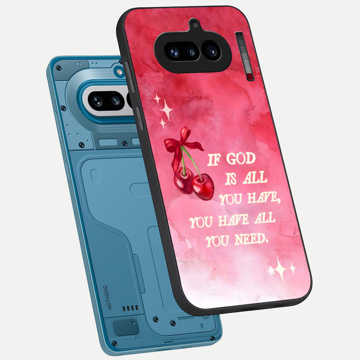  Cherry Quote phone case For Nothing Phone 4A showing premium glass back cover with detailed artwork